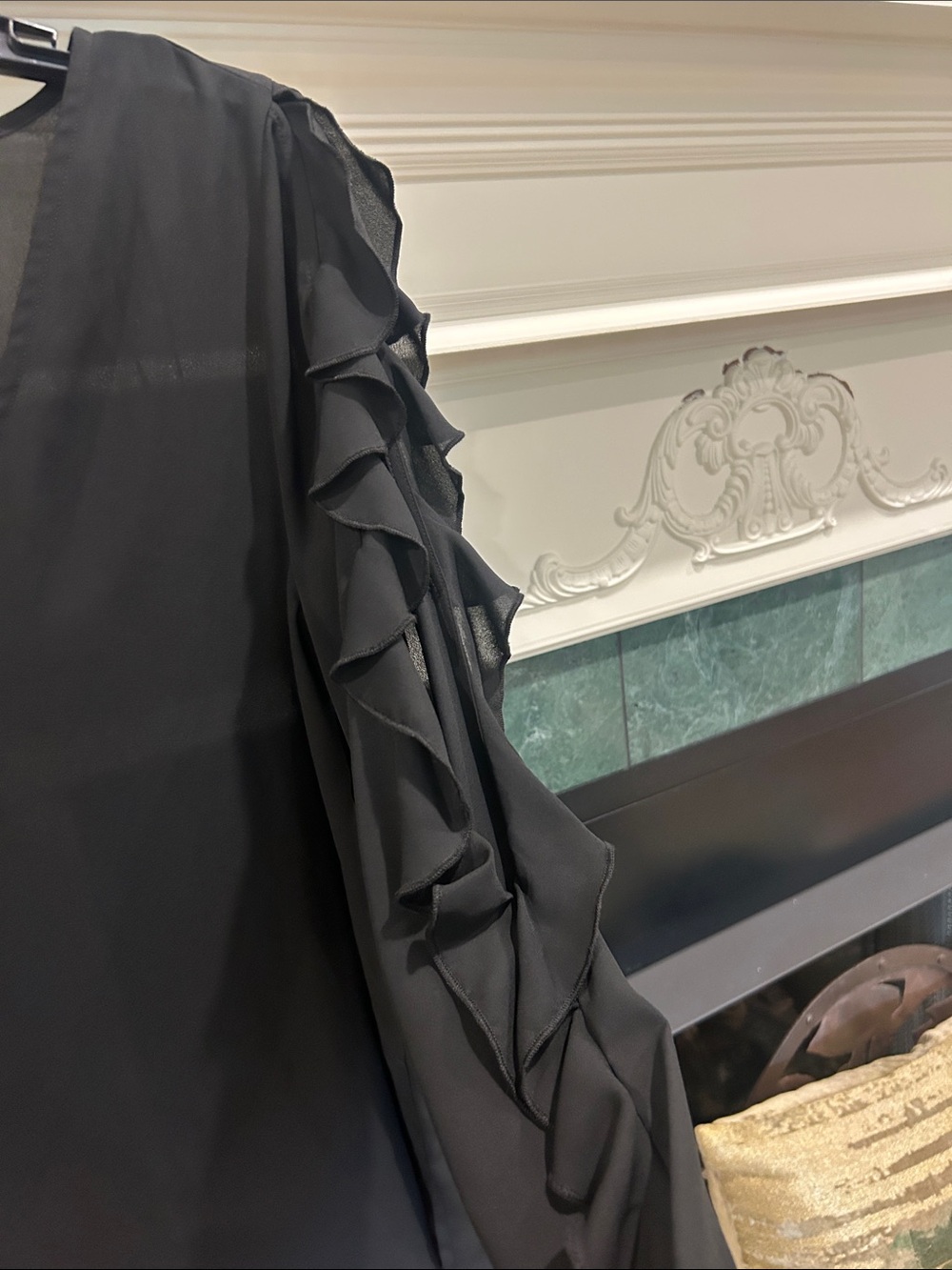 1. State Black V-Neck Ruffle Sleeve Blouse - Picture 4 of 5